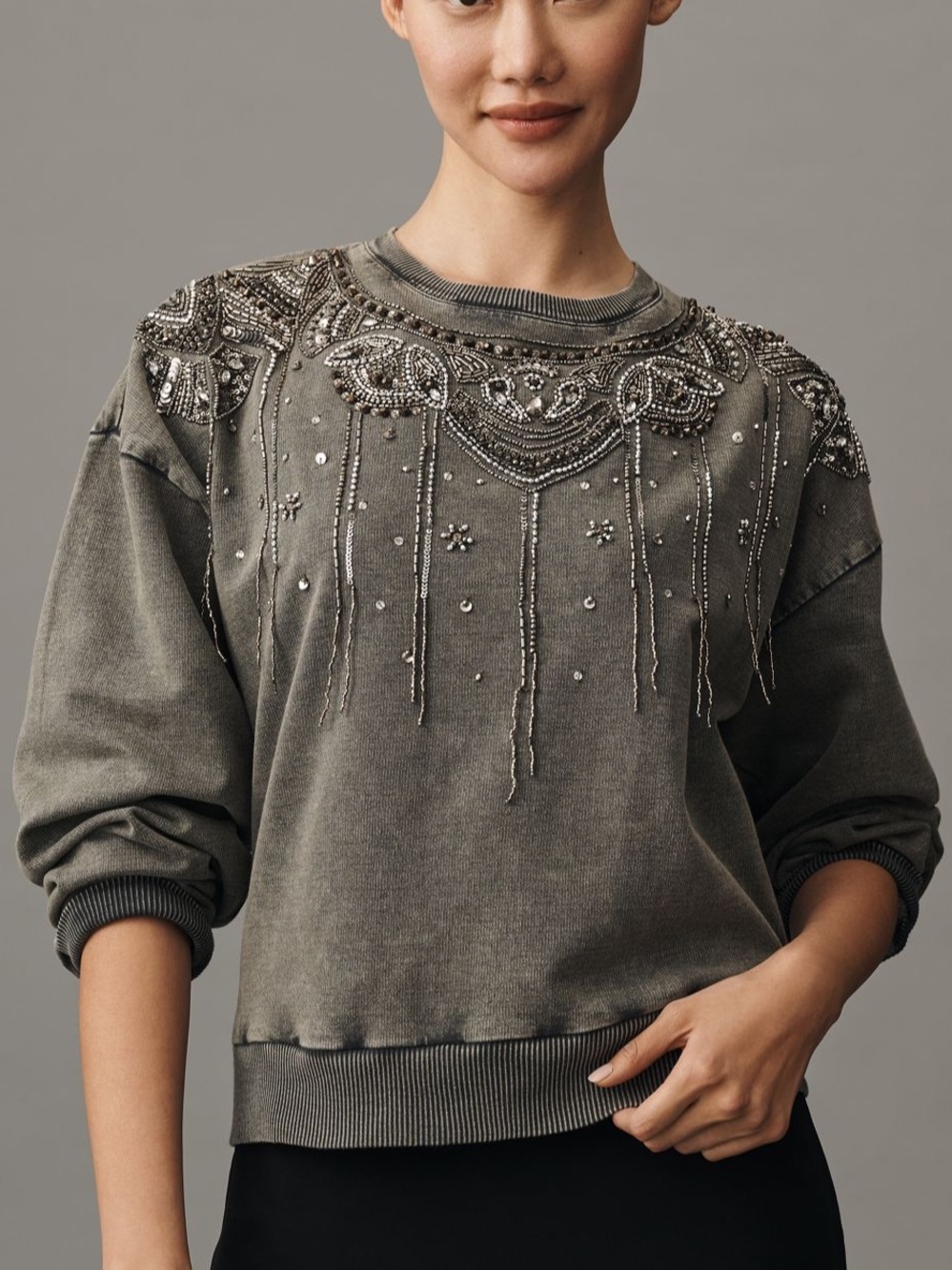 Anthropologie Pilcro Embellished Graphic Sweatshirt Large